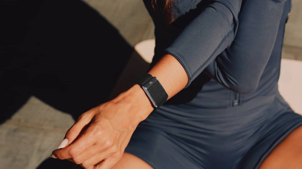 Fabric fitness band worn on a wrist