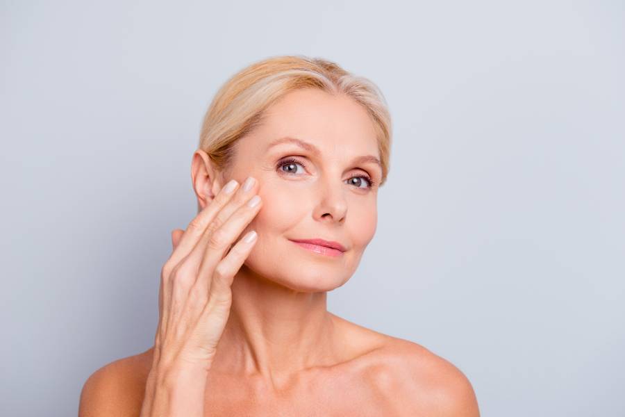 Woman touching her Face