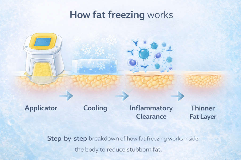 Comparison of common vs rare side effects of fat freezing treatment, including PAH