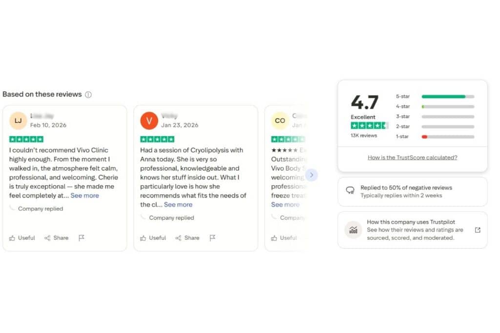 Star Review Screenshot Collage Showing Trustpilot