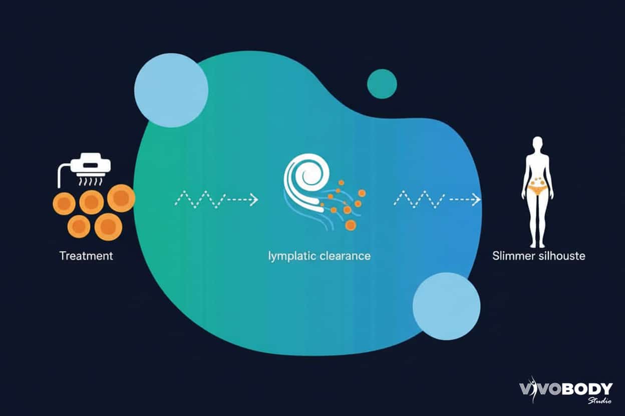 Illustration of how fat freezing gradually reduces fat cells over time