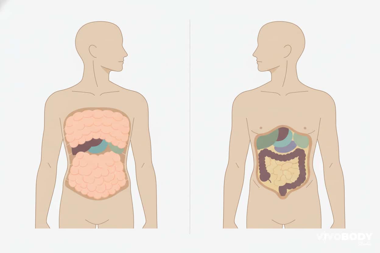 Simple medical-style illustration representing subcutaneous fat and visceral fat