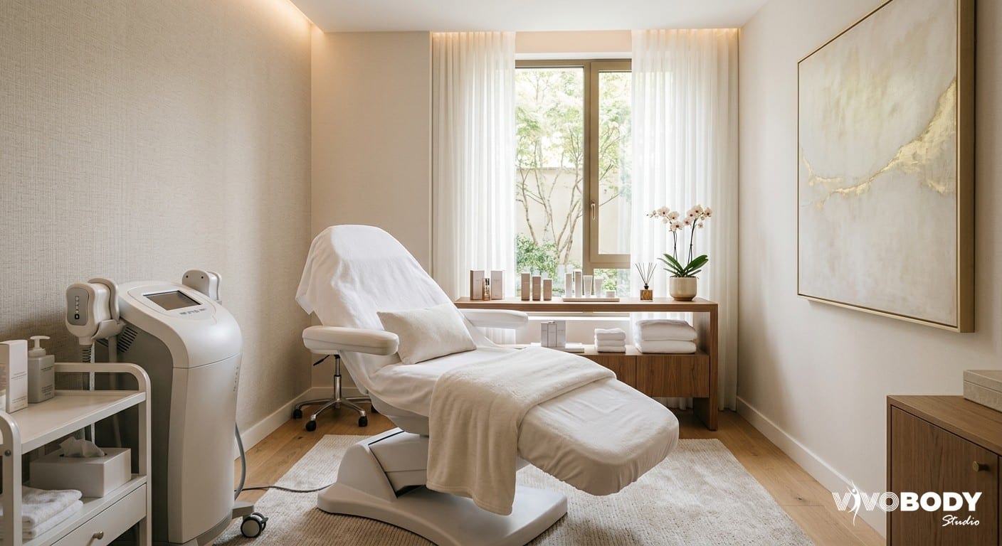 Modern clinic room for non-surgical body contouring treatments
