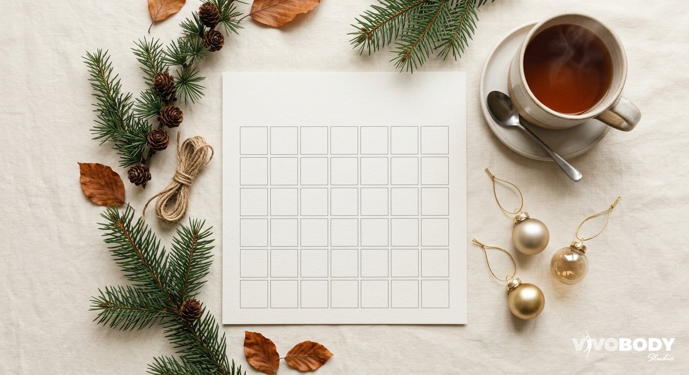 Calendar styled with festive decorations representing planning ahead for Christmas