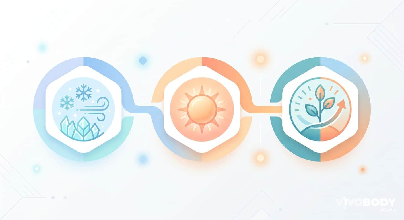 Illustration representing the cooling and rewarming process during fat freezing recovery