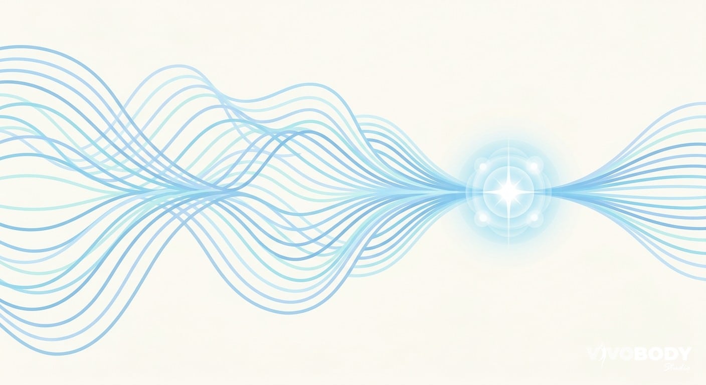 Illustration showing how focused ultrasound waves converge to a single point
