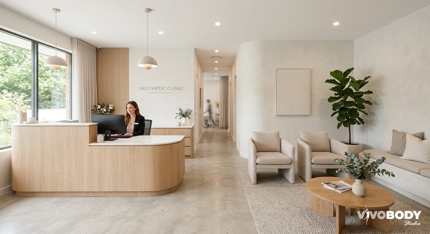 Modern aesthetic clinic interior with welcoming reception area