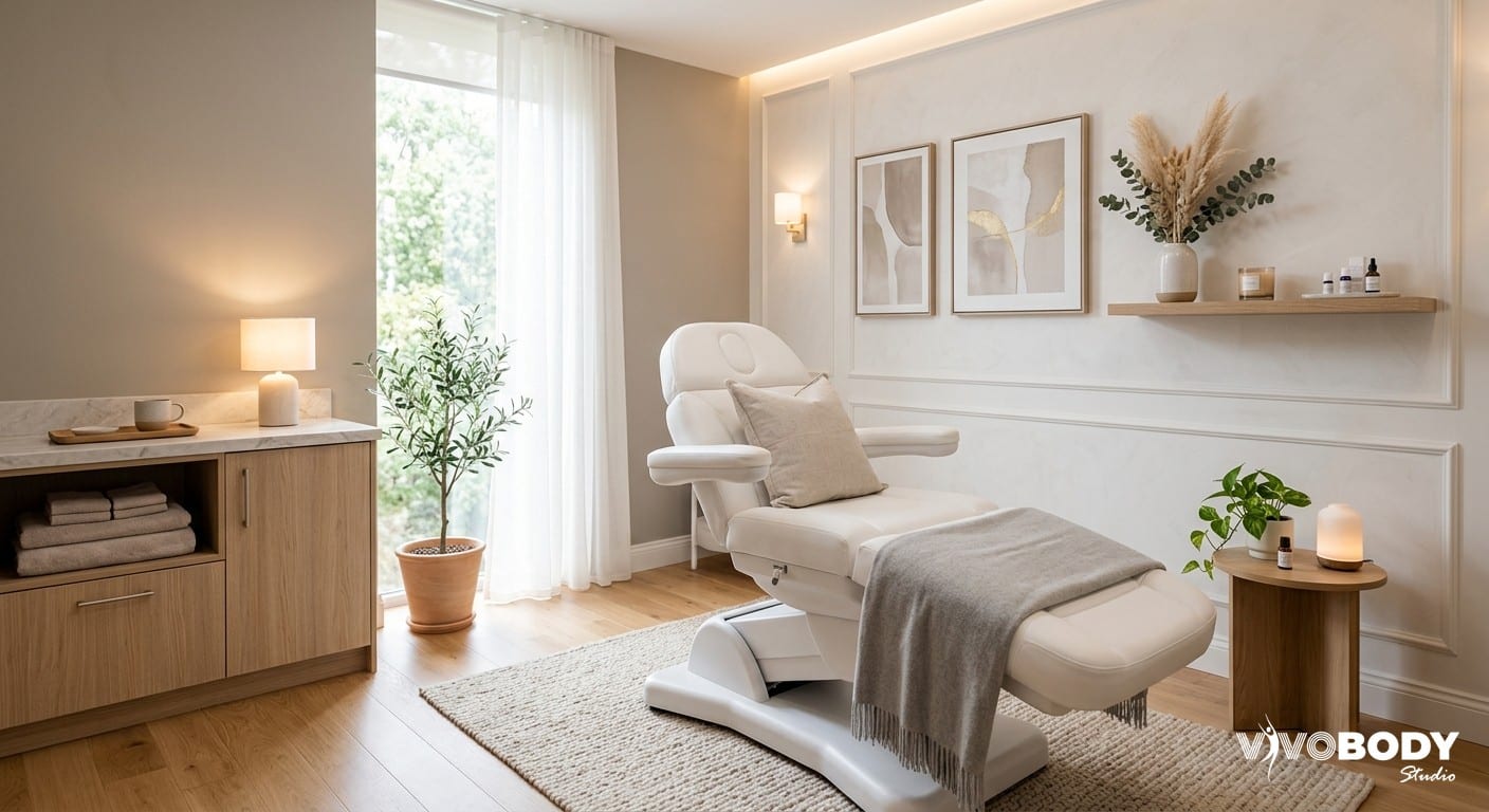 Modern clinic interior representing a professional fat freezing treatment environment