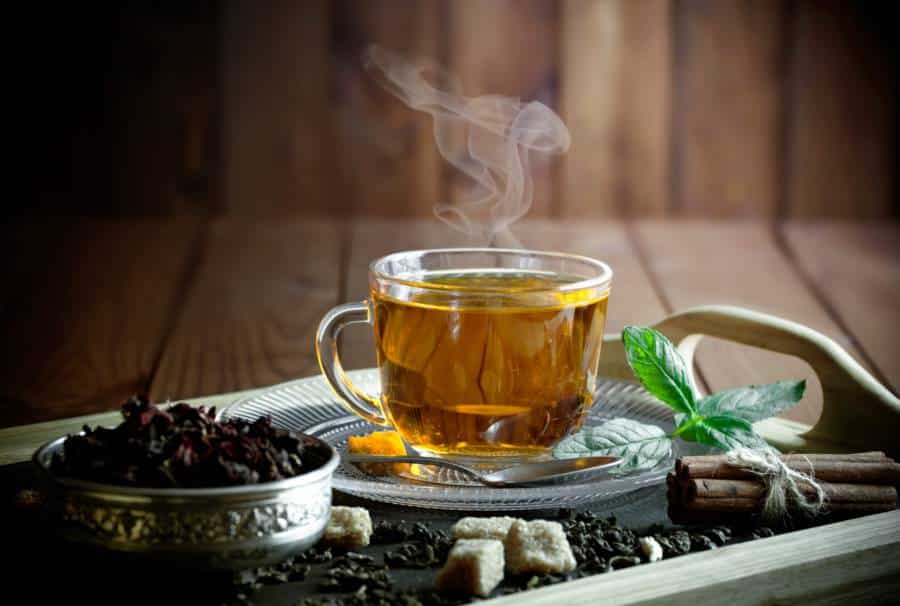 Green Tea in a Transparent Cup