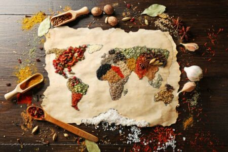World Map Made from Spices