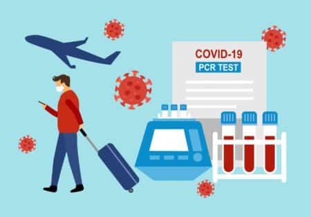 Illustration Depicting PCR Tests for Travel