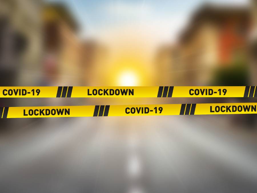 Covid-19 Lockdown on Yellow Tape