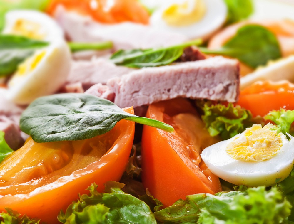 Salad Meat Tomatoes Eggs